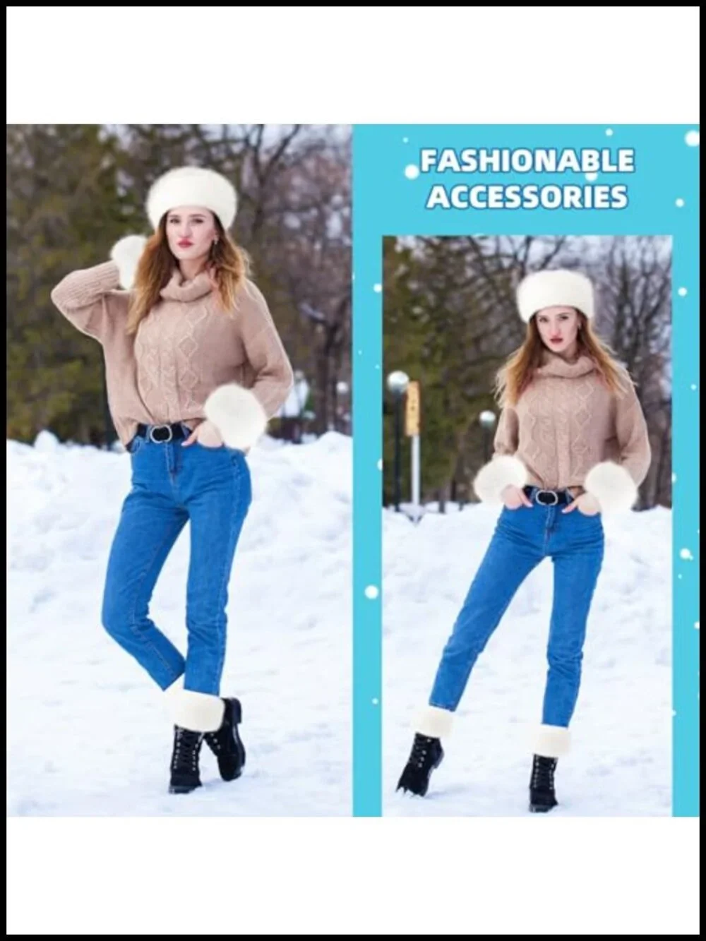 Faux Fur Headband Earmuff Wrist Warmers Winter Set